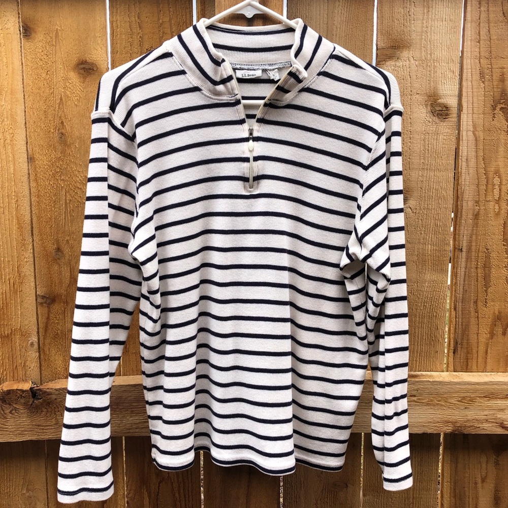 L.L. Bean Black and White Striped Sweater